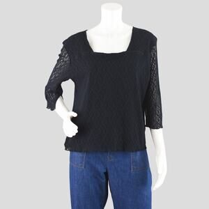 Vintage Bill Blass Lace Overlay Stretch Blouse Women's Large